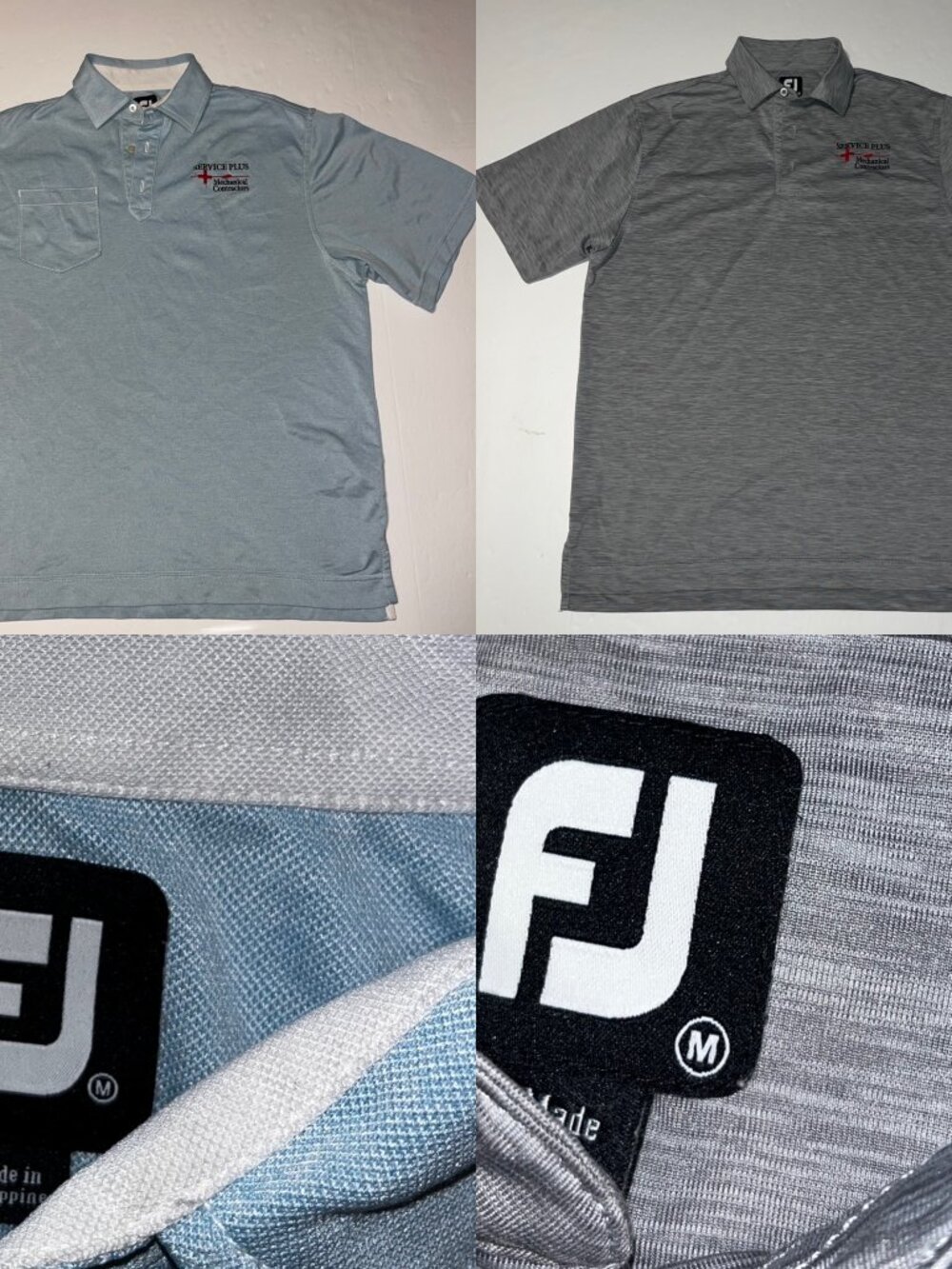 Footjoy set of 2 men's polo shirts golf shirts size medium Service Plus logo